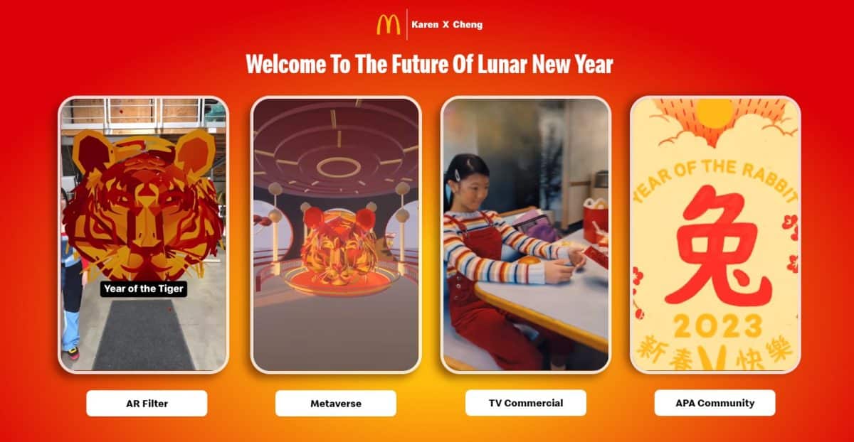 Las experiencias de McDonald's Metaverse incluyen un filtro AR, un Metaverse interactivo en línea y un comercial creado por IA.