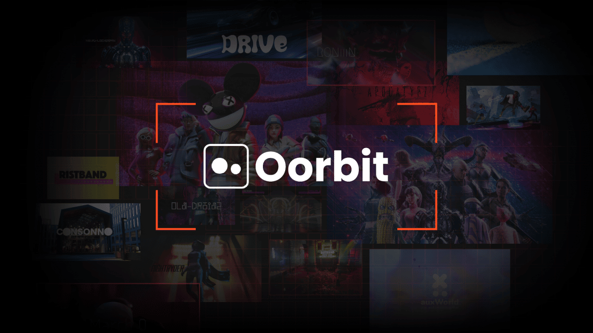 The Oorbit logo is printed over a collage of Web3 characters.