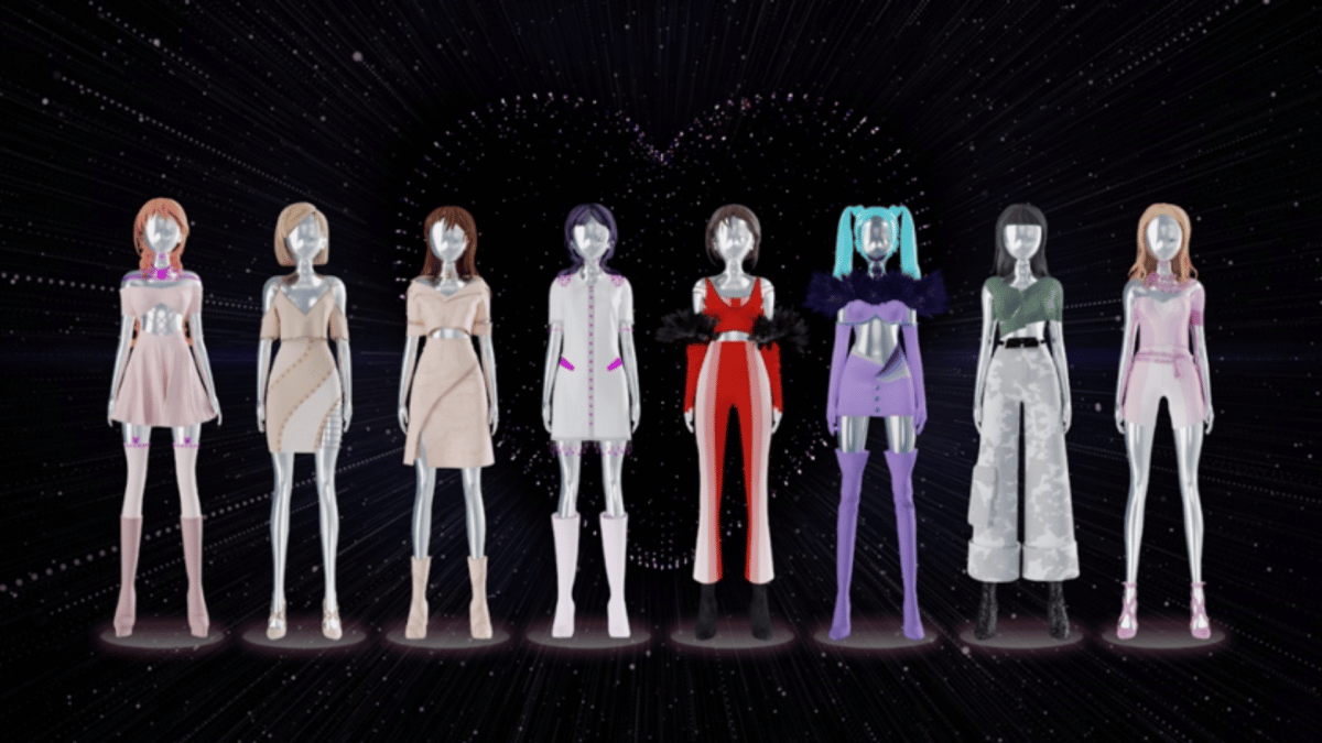 Una imagen de ocho dispositivos portátiles digitales del grupo de K-pop LIGHTSUM, diseñados por Victor Weinsanto