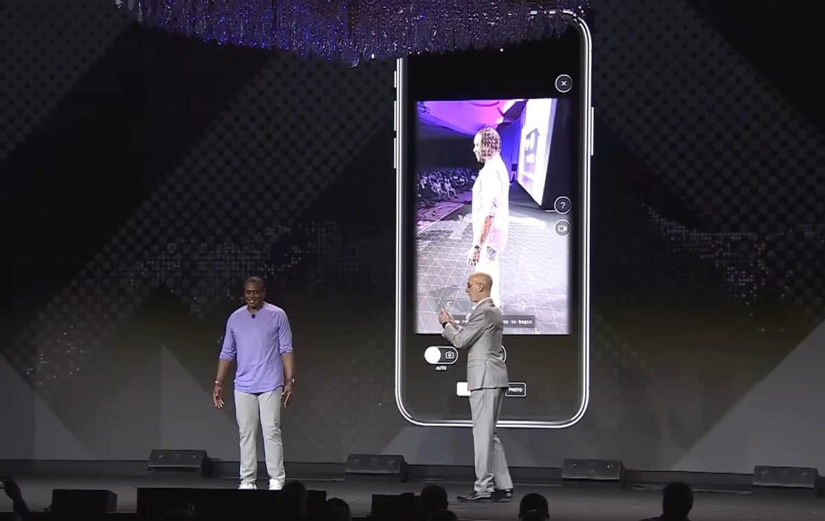 NBA commissioner Adam Silver presents the new scanning technology to enter the NBA metaverse.