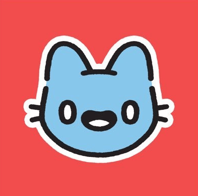 red background forward facing blue cat cool cats rebrand