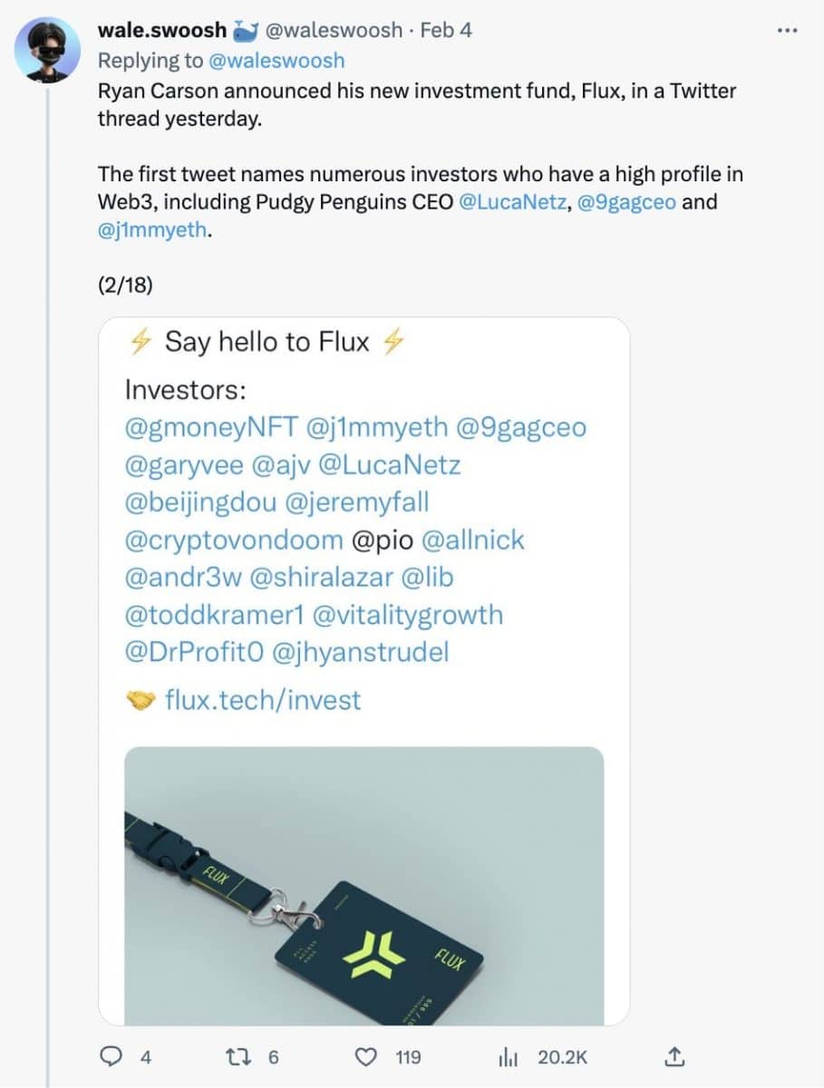 Tweet About Ryan Carson'S Flux Web3 Fund