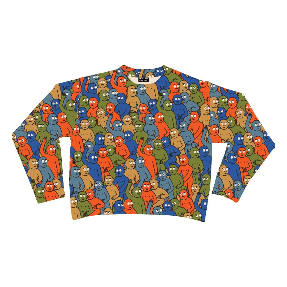 The crowd appears on the sweaters that Cole sells as part of its Creation Worlds brand.