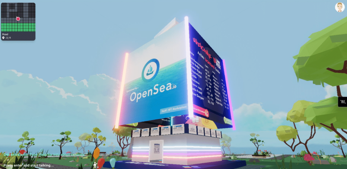 OpenSea digital real estate promoting a banner.