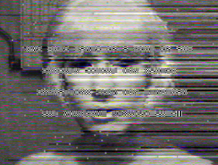 image of a woman's face in black and white glitching for Sotheby's NFT glitch auction