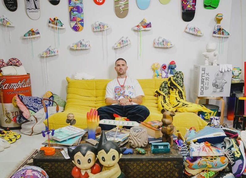 A portrait of Sean Wotherspoon with some of his creations.