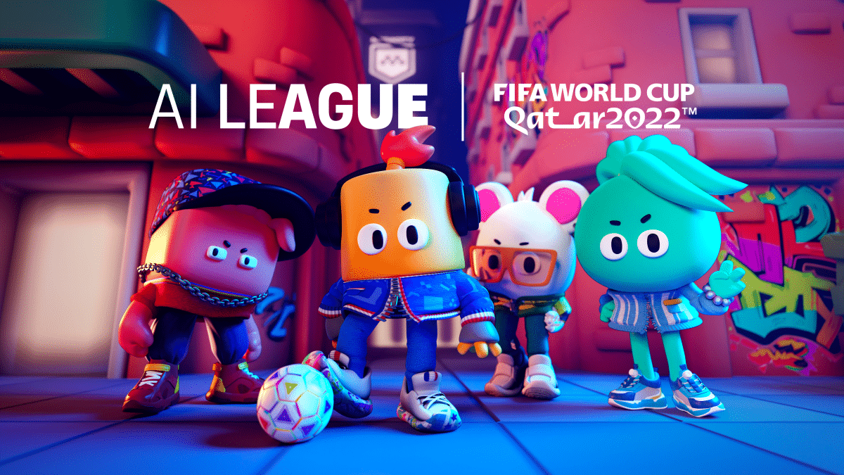 a screenshot with playable game characters from the web3 game "AI League" by FIFA