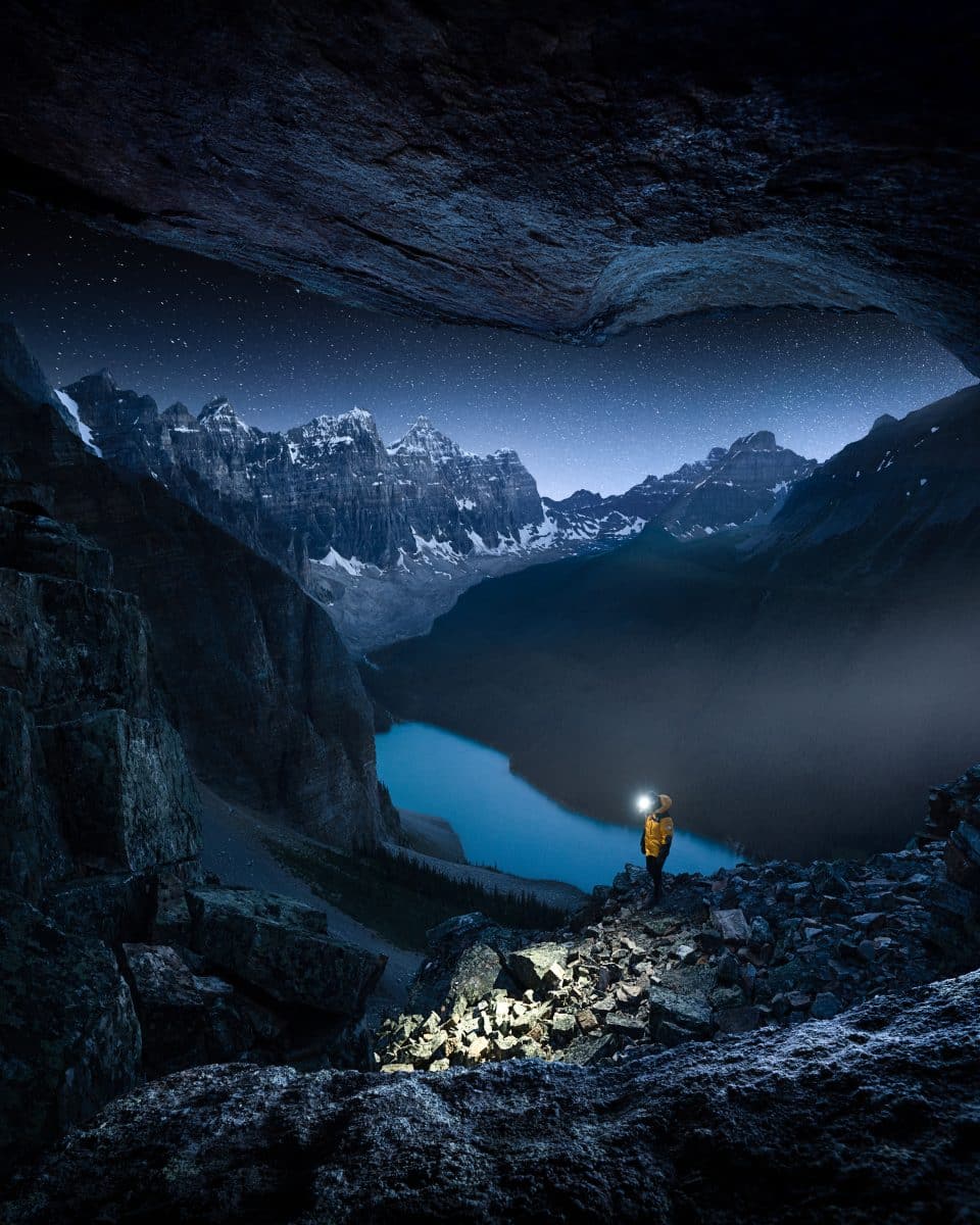 AI generated artwork of a man surrounded by mountains