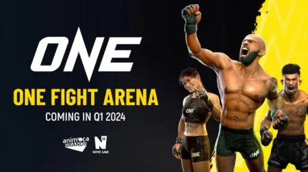 image of three avatar fighters on a background that says 'one fight arena' for the NFT game