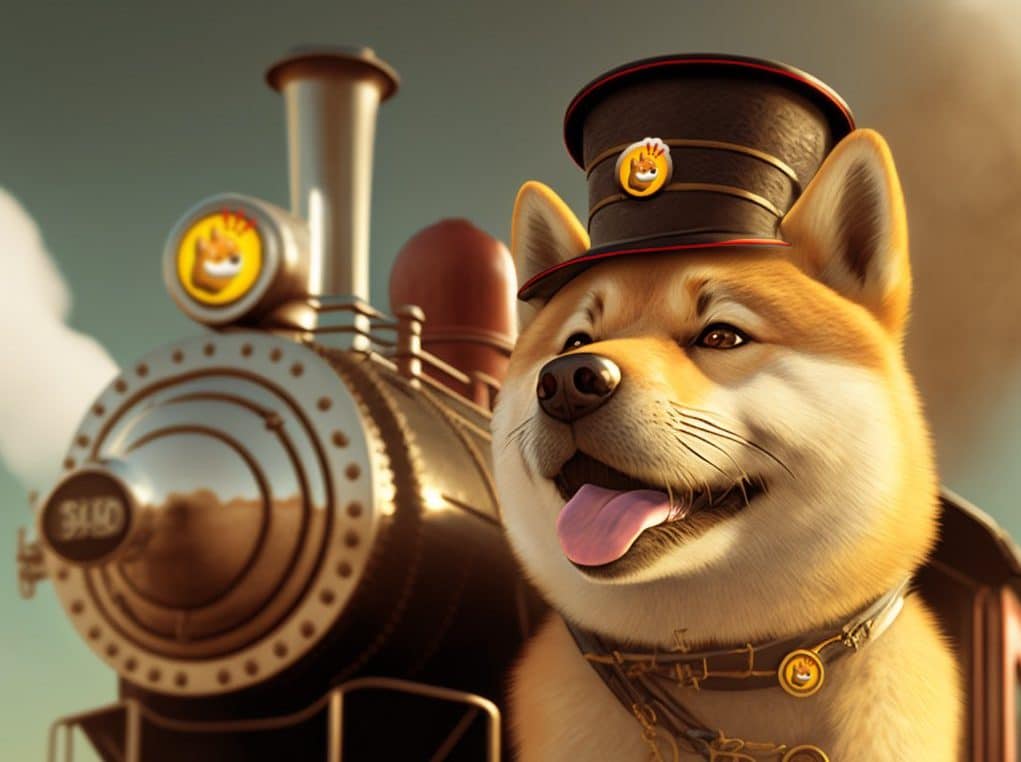 imagen de un perro frente a un tren que representa la criptomoneda BONK