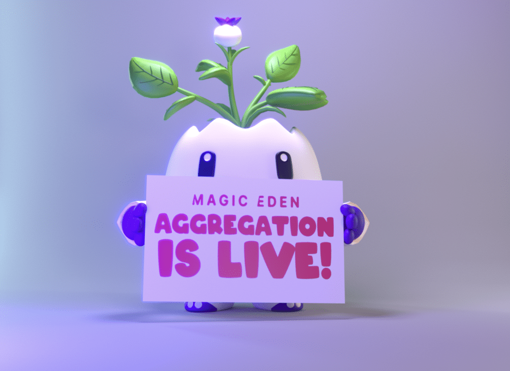 An illustration for Magic Eden's new Aggregation feature.  