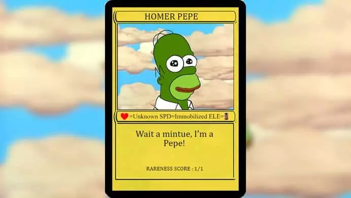 meme turned into a homer pepe trading card