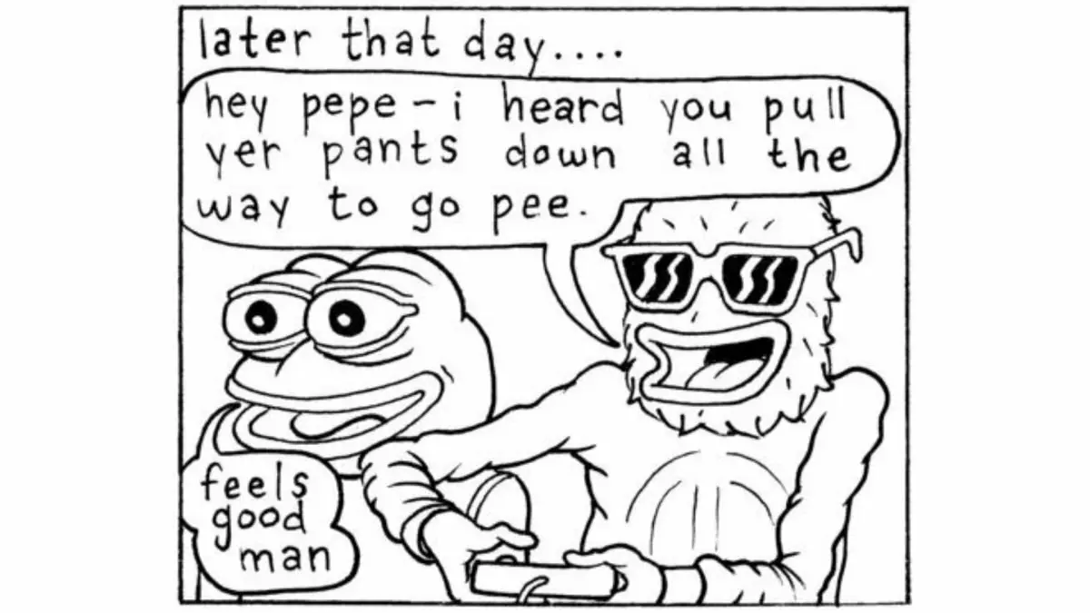 image of the original 'feels good man' comic