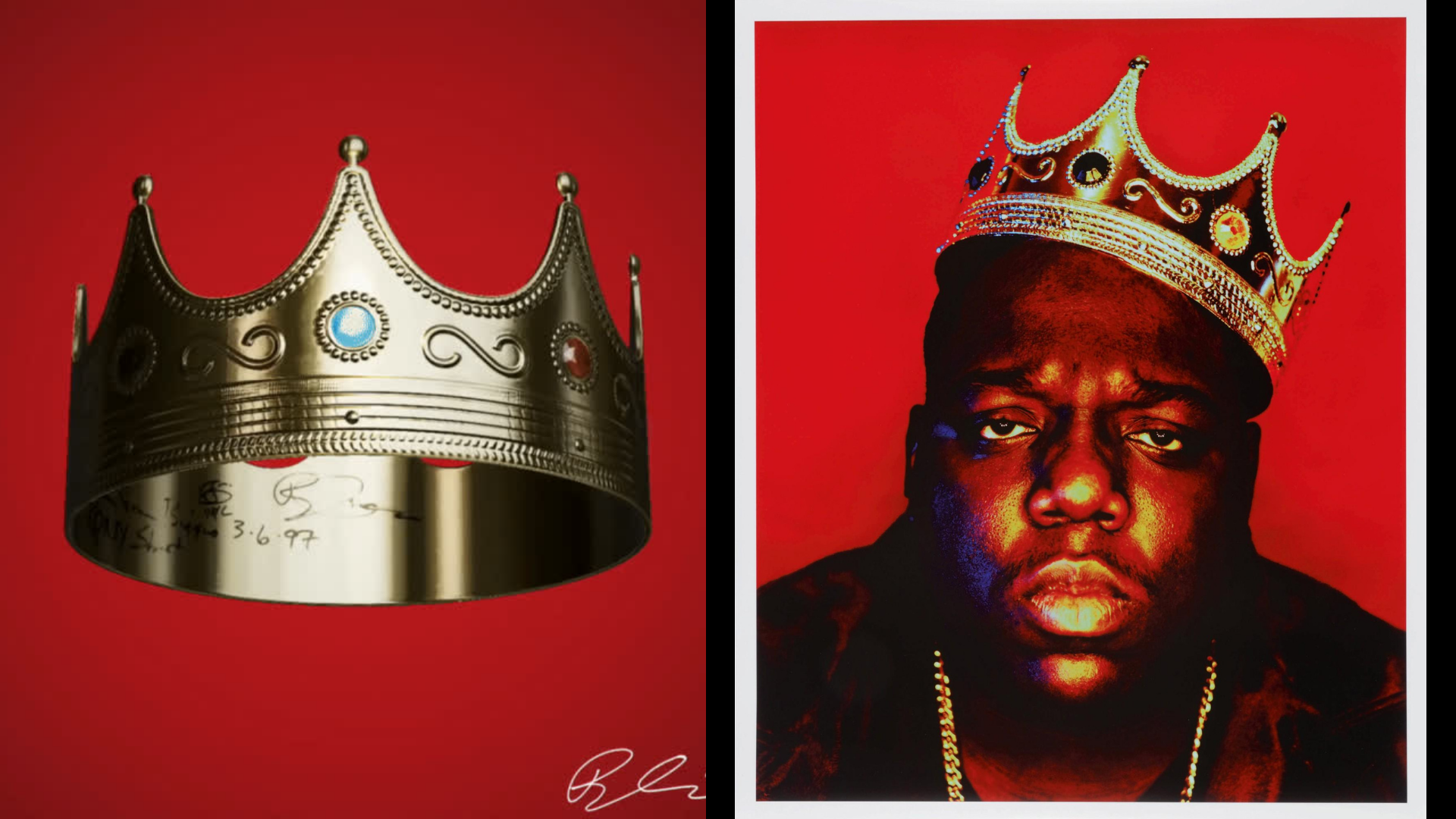 notorious BIG wearing the crown, next to the crown NFT