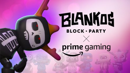 purple image with skeleton figure for amazon nft and blankos block party