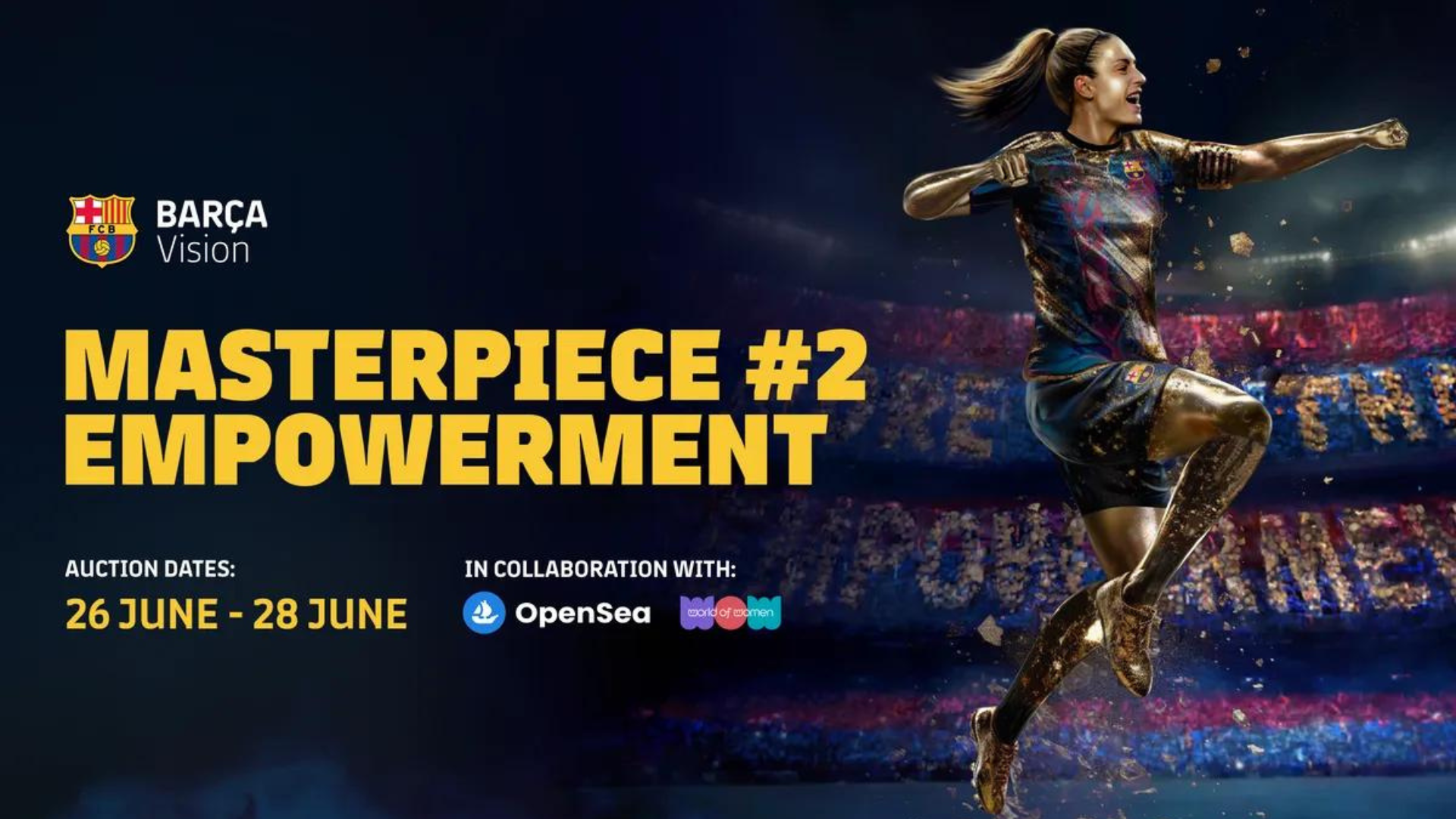 poster for FC Barcelona's Alexia Putellas NFT drop "Masterpiece"
