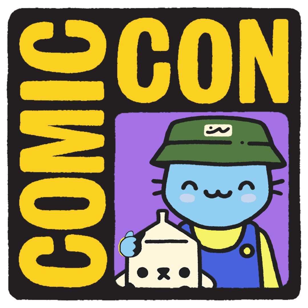 a cool cats nft holding a chug character with the words' comic con' in the image