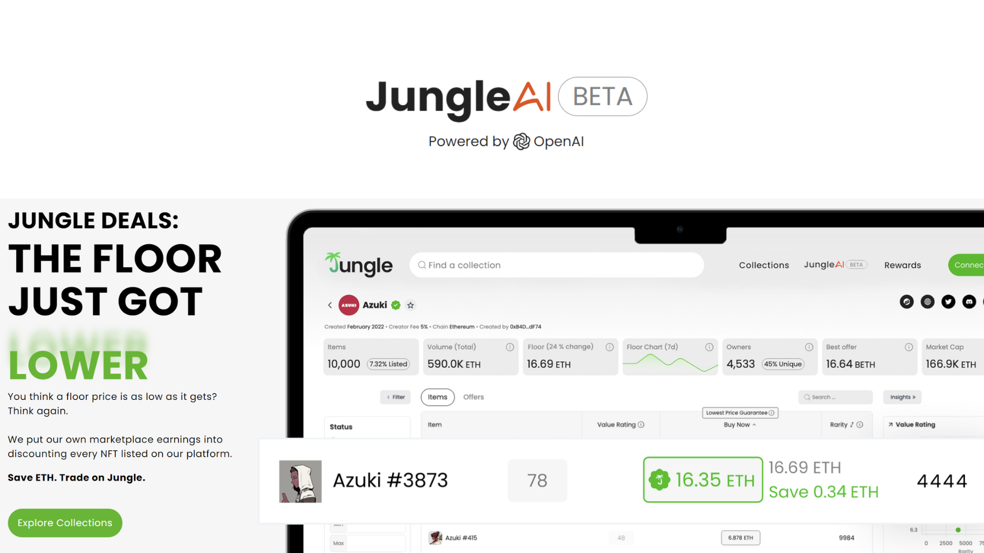 Jungle AI NFT Marketplace logo and homepage
