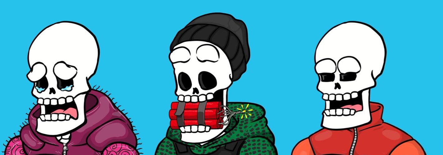imagen de tres avatares NFT de Boneheads
