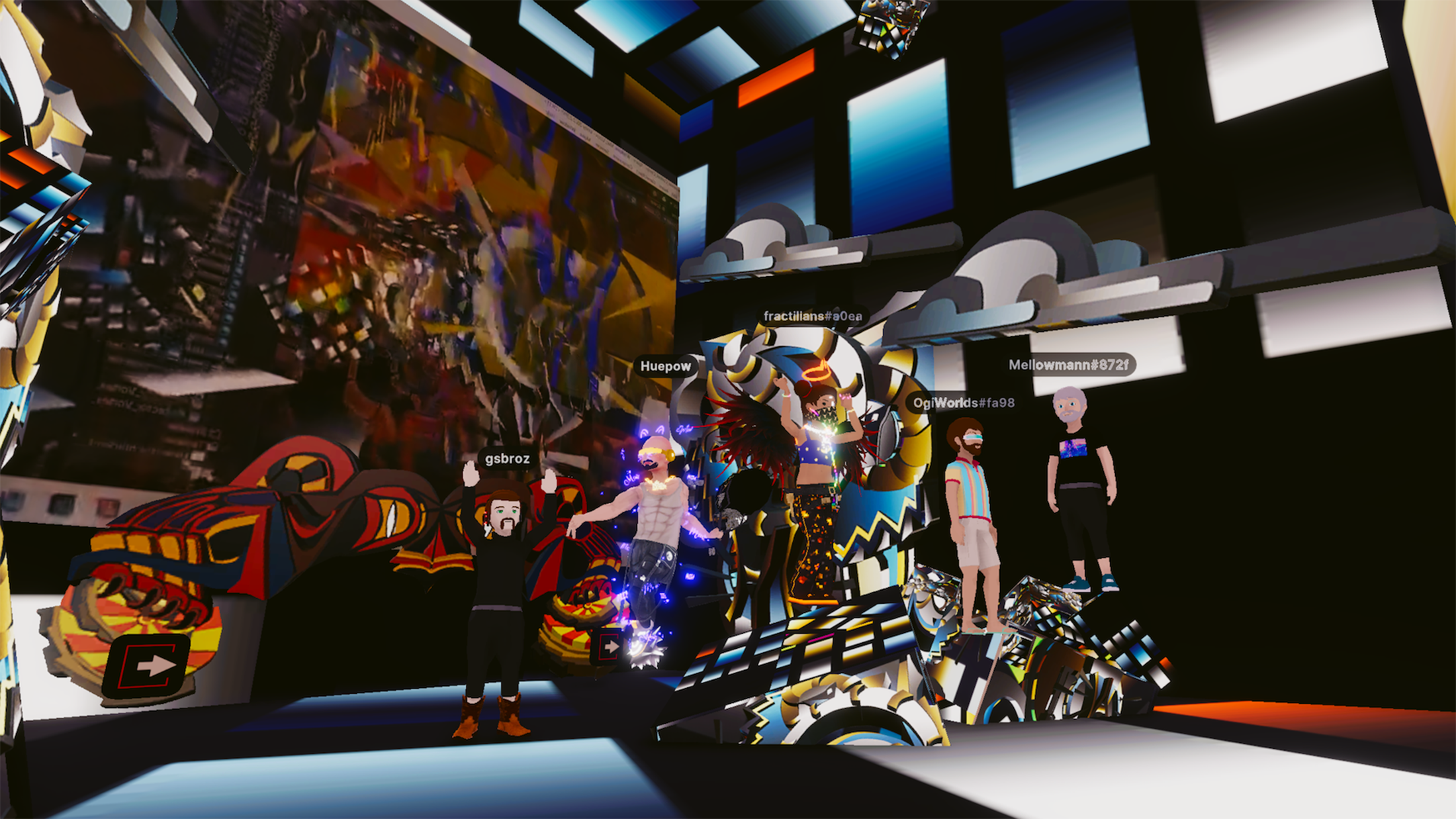 capture d'écran d'une rave party Decentraland