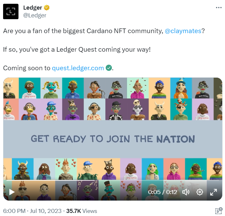 Twitter screenshot of a Ledger announcement