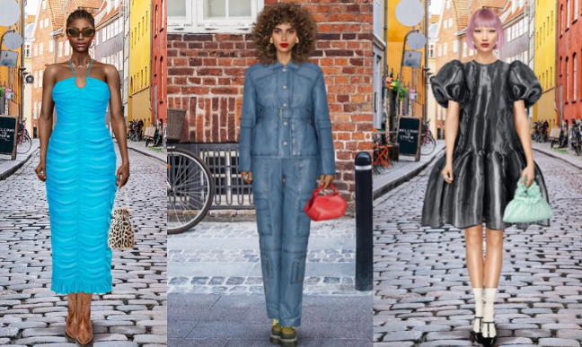 3 avatars for Copenhagen fashion week showing metaverse fashion