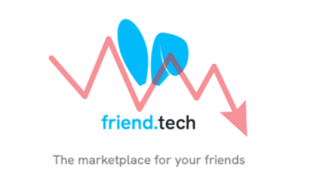 friend.tech logo overlaid with declining stock chart