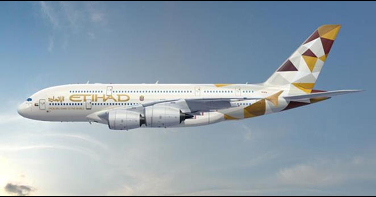 image of an Etihad plane in the sky for Etihad nft 