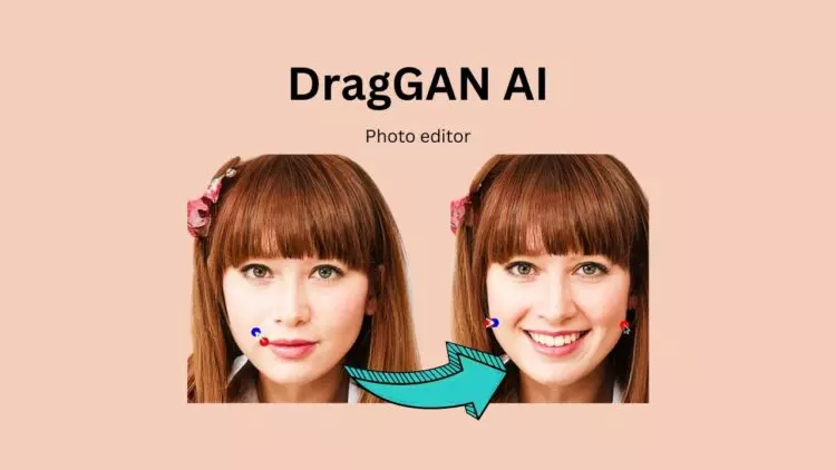 a poster for DragGAN AI Photo Editor with the logo