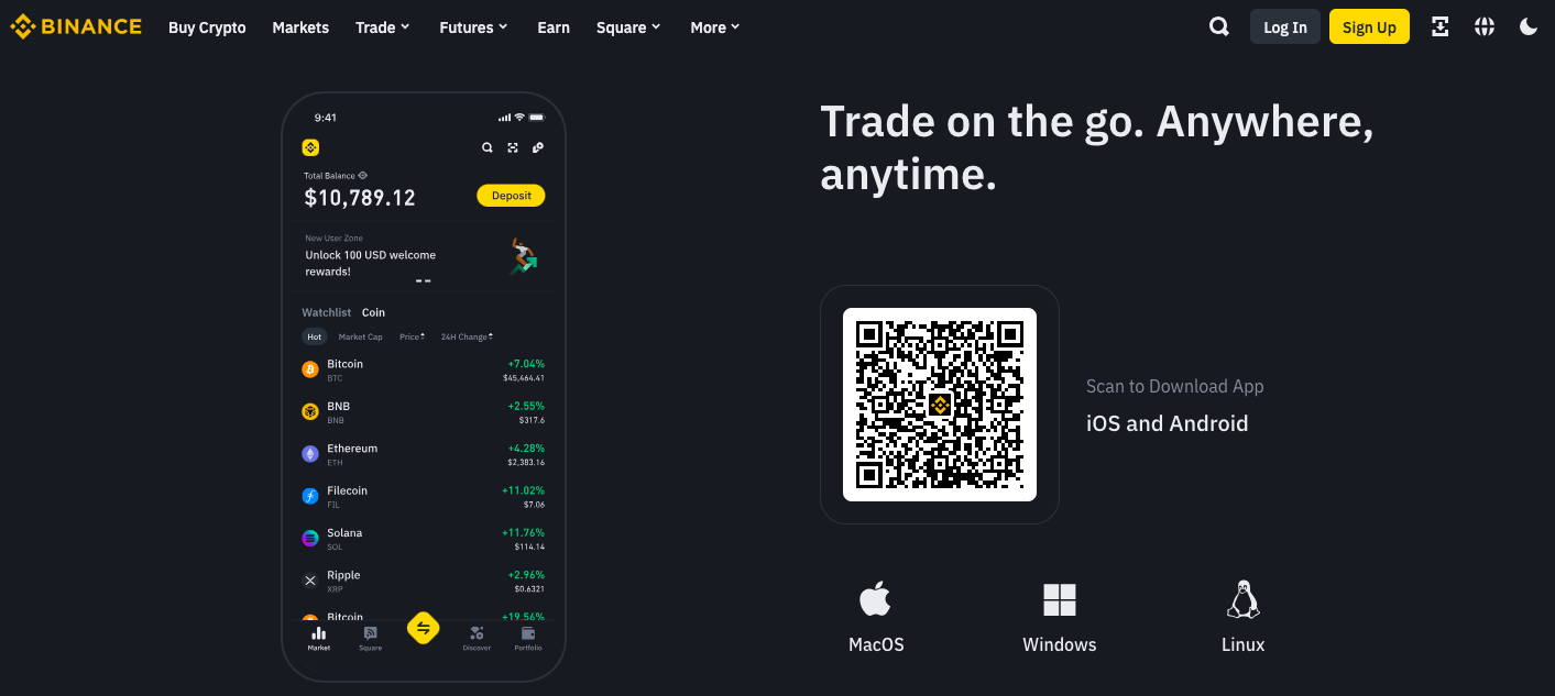 Binance Overall best crypto trading app