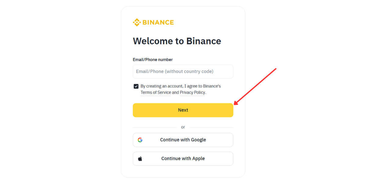 Create a Binance account