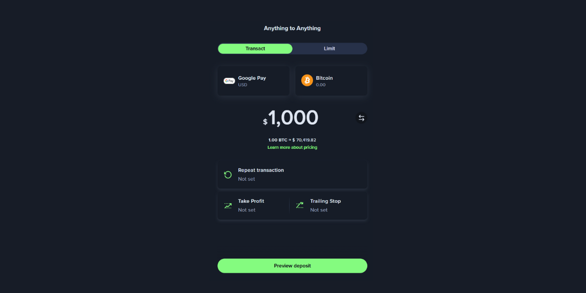 Deposit Funds on Uphold